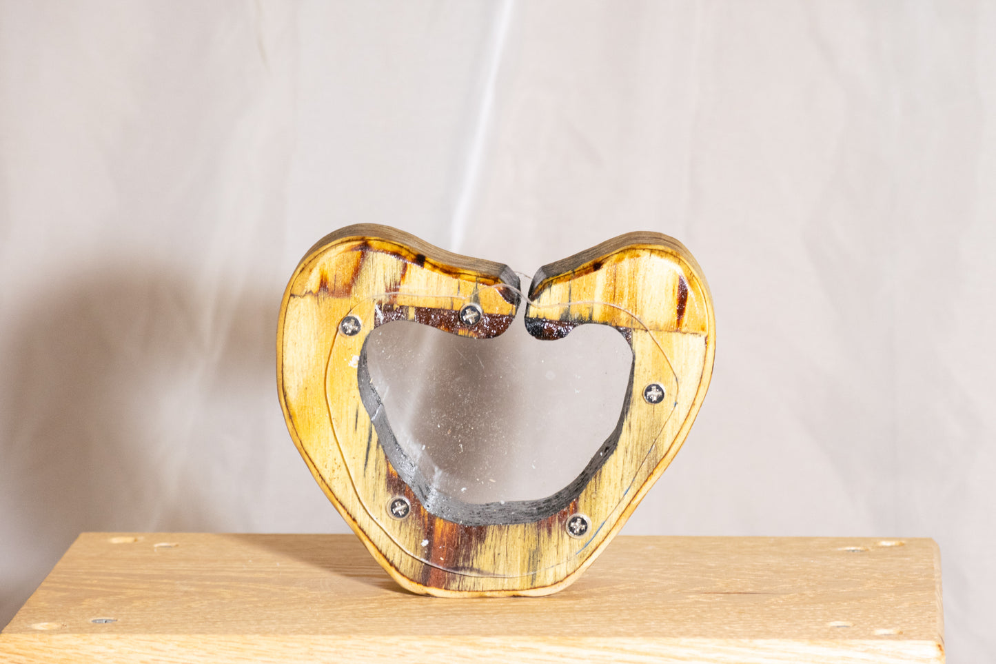 Wooden Apple Bank with Painted Leaf