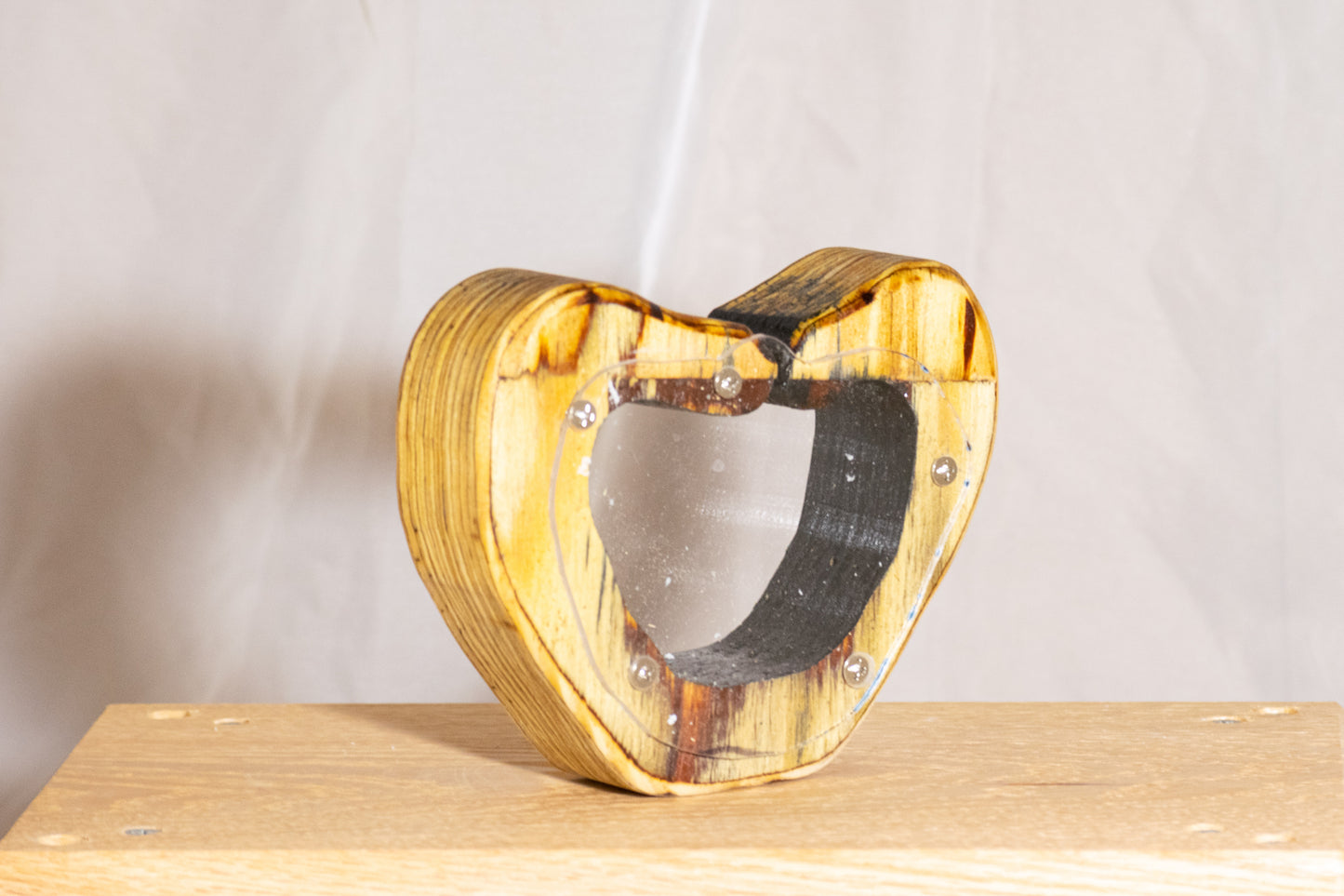 Wooden Apple Bank with Painted Leaf