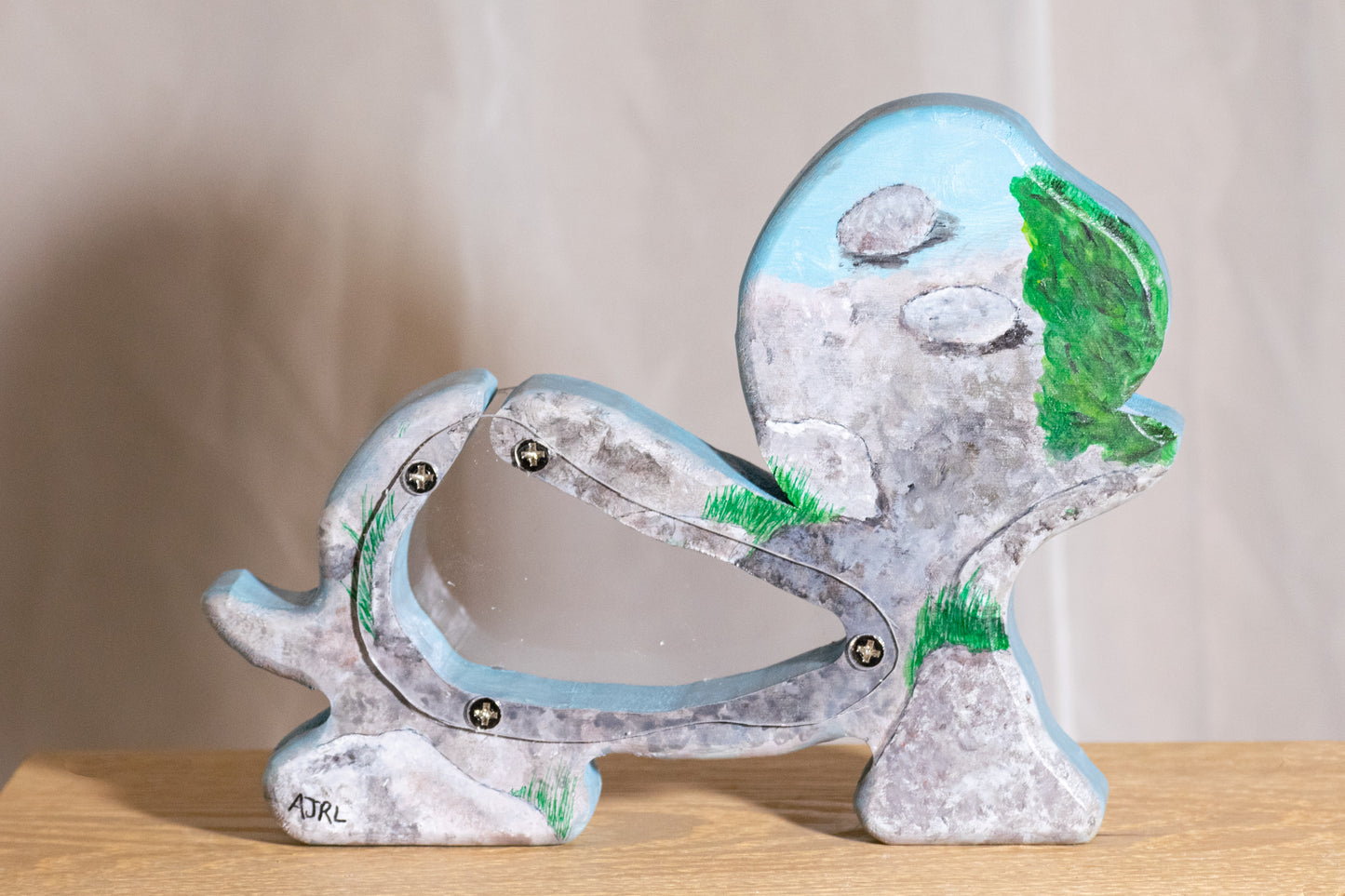 Painted Wooden Turtle Bank