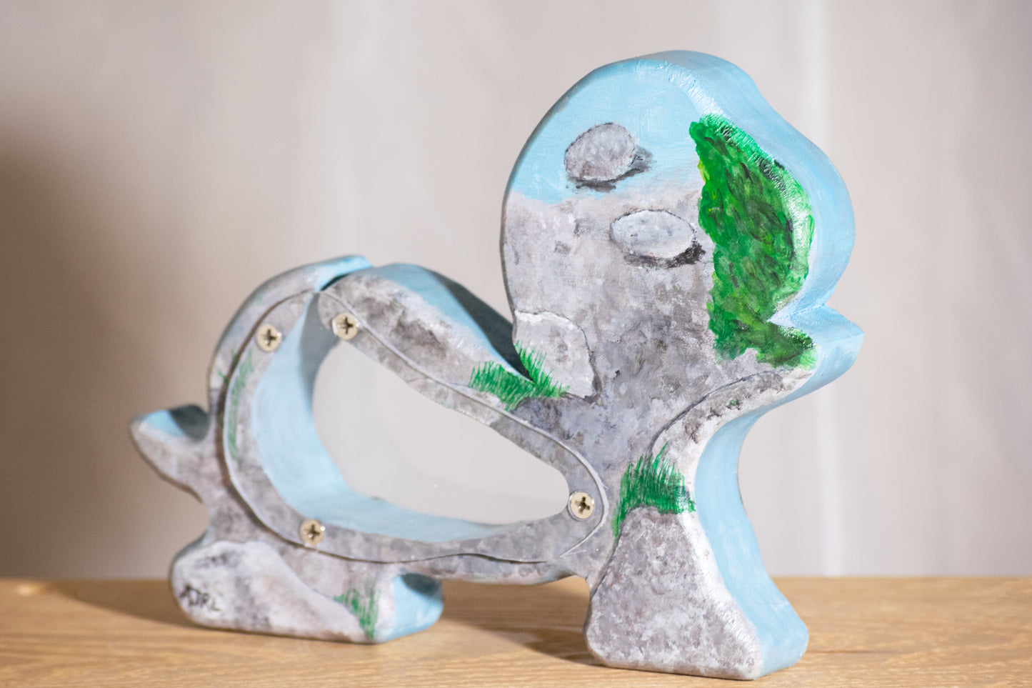 Painted Wooden Turtle Bank