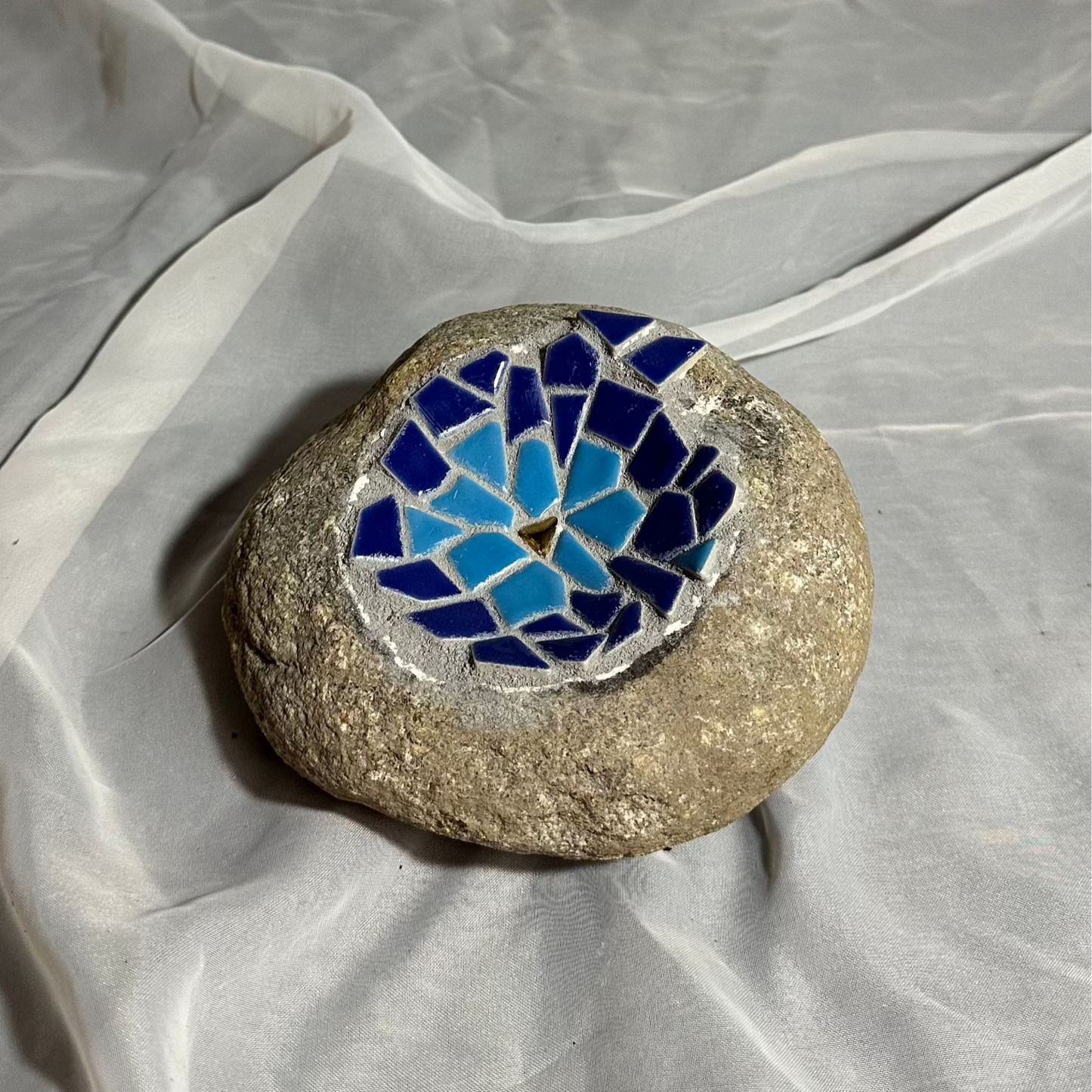 Small Mosaic Bird Bath in Blues