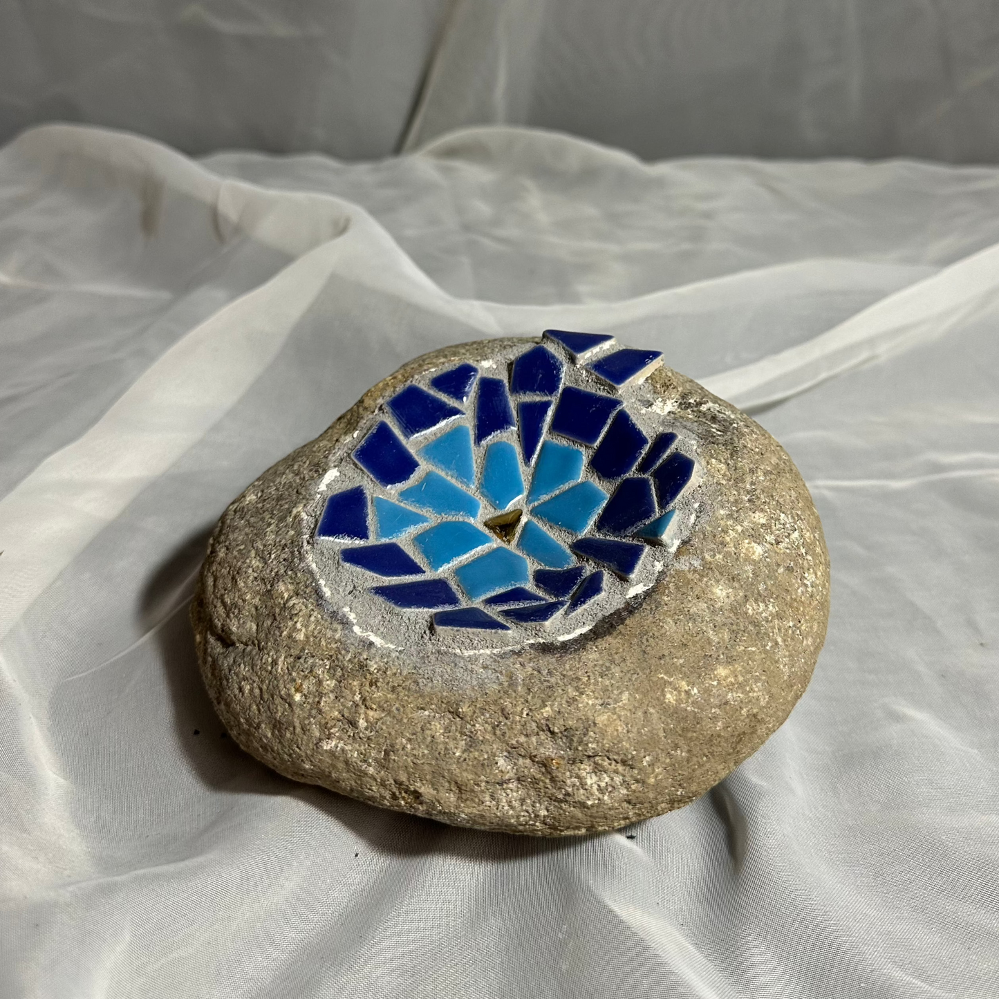 Small Mosaic Bird Bath in Blues