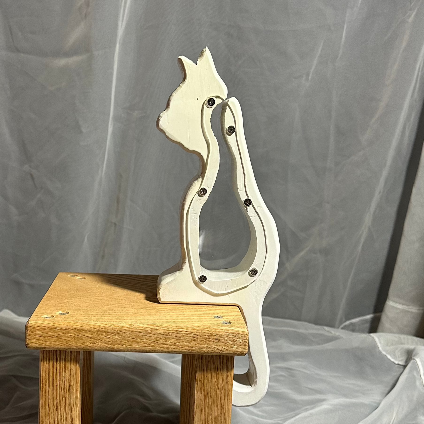 Wooden White Cat Bank