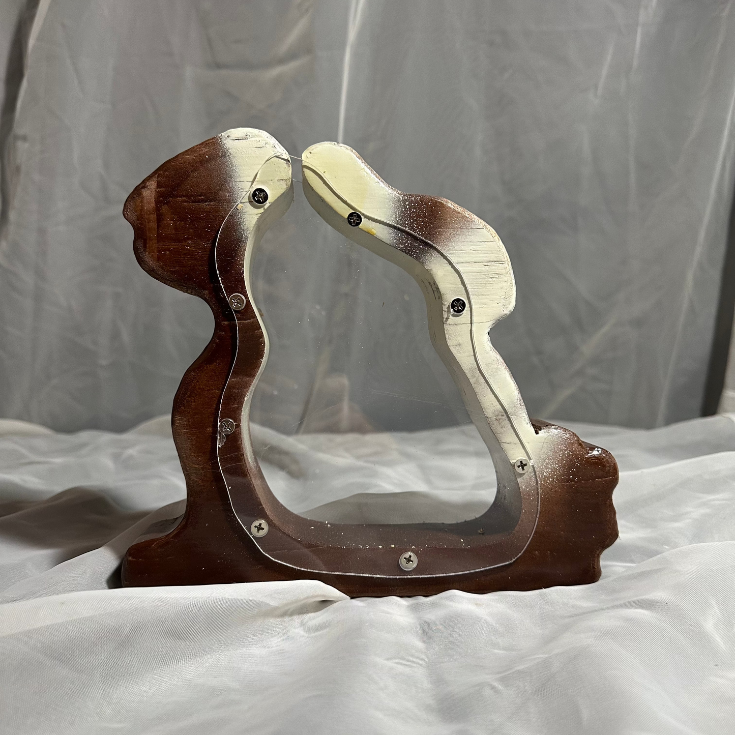Wooden Brown & White Bunny Bank