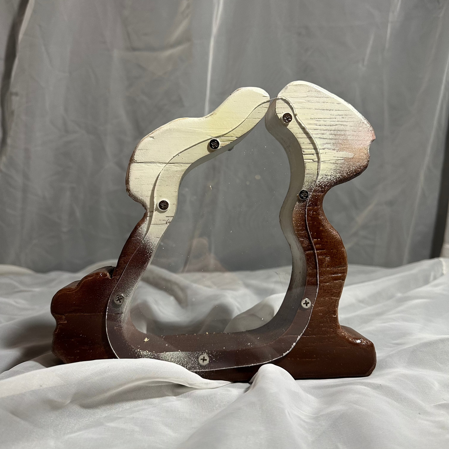 Wooden Brown & White Bunny Bank