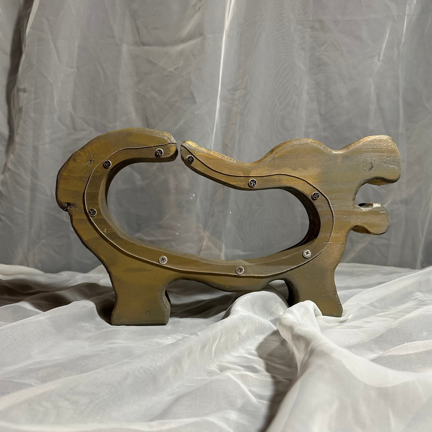 Wooden Hippopotamus Bank
