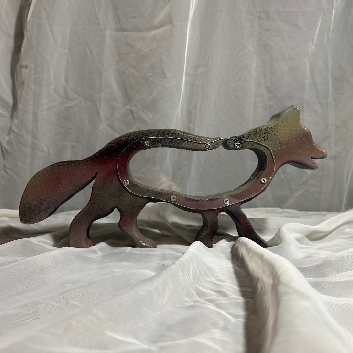 Wooden Multi-Color Fox Bank