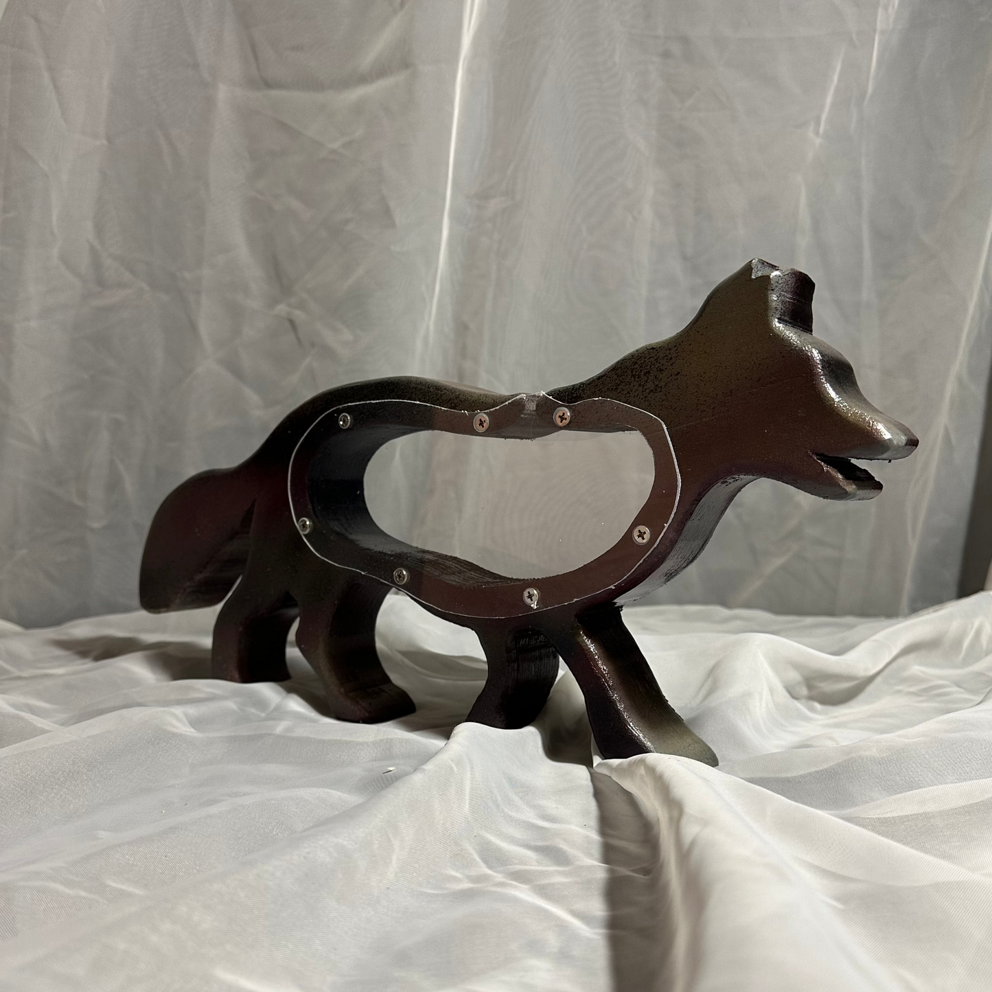 Wooden Multi-Color Fox Bank