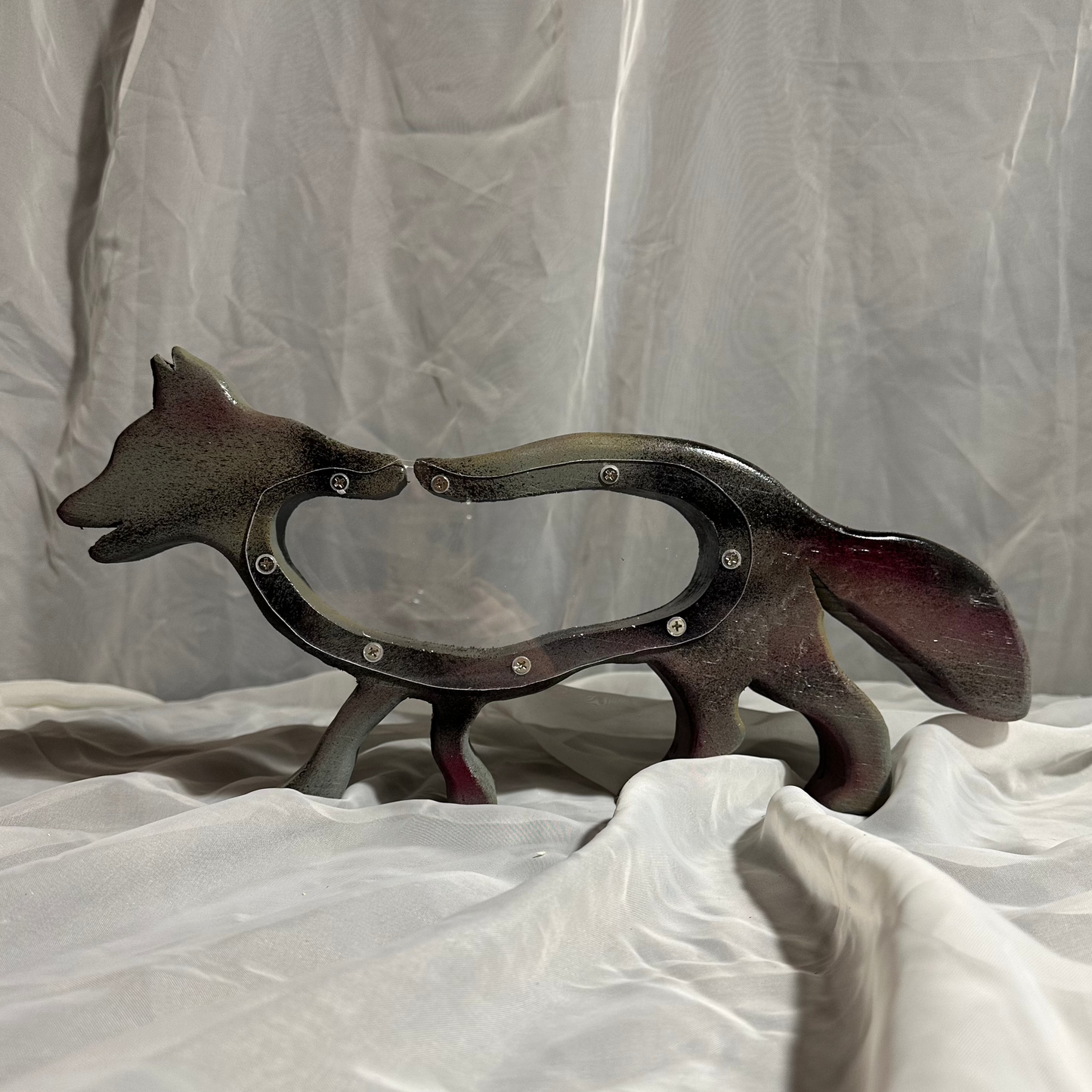 Wooden Multi-Color Fox Bank