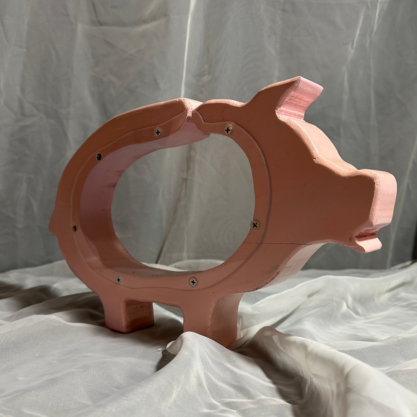 Wooden Large Pink Pig Bank