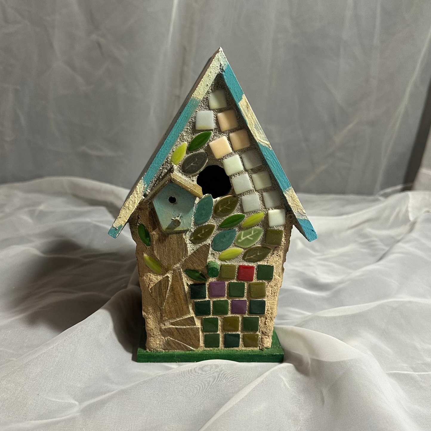 Blue Cloud Mosaic Birdhouse