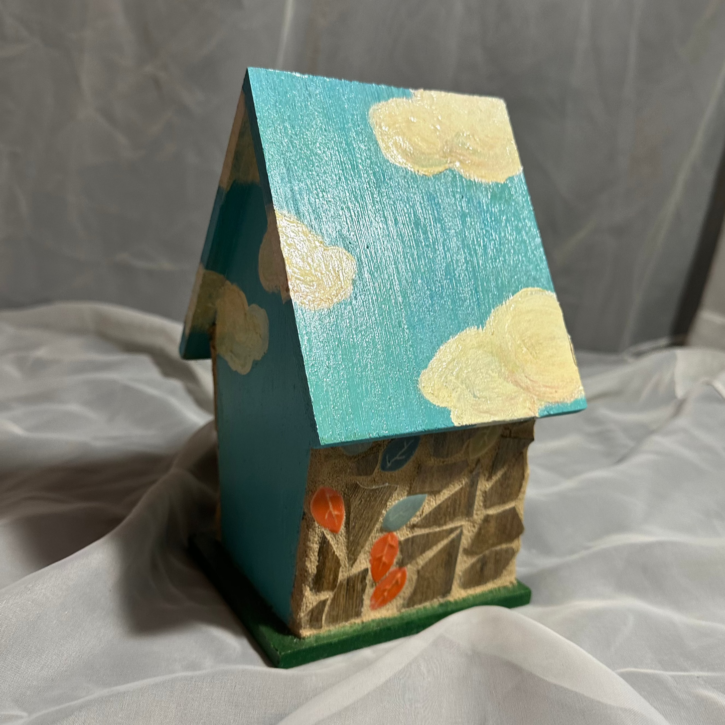 Blue Cloud Mosaic Birdhouse