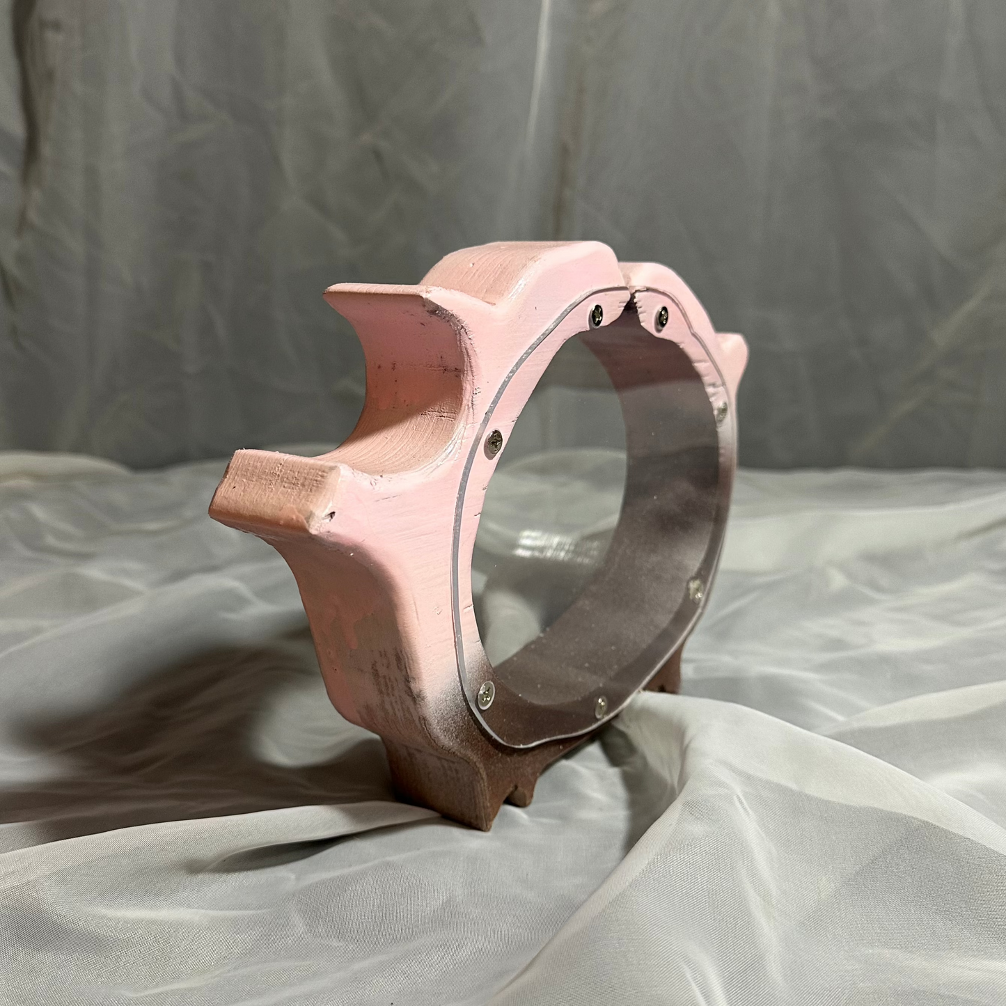 Wooden Large Pink and Brown Pig Bank