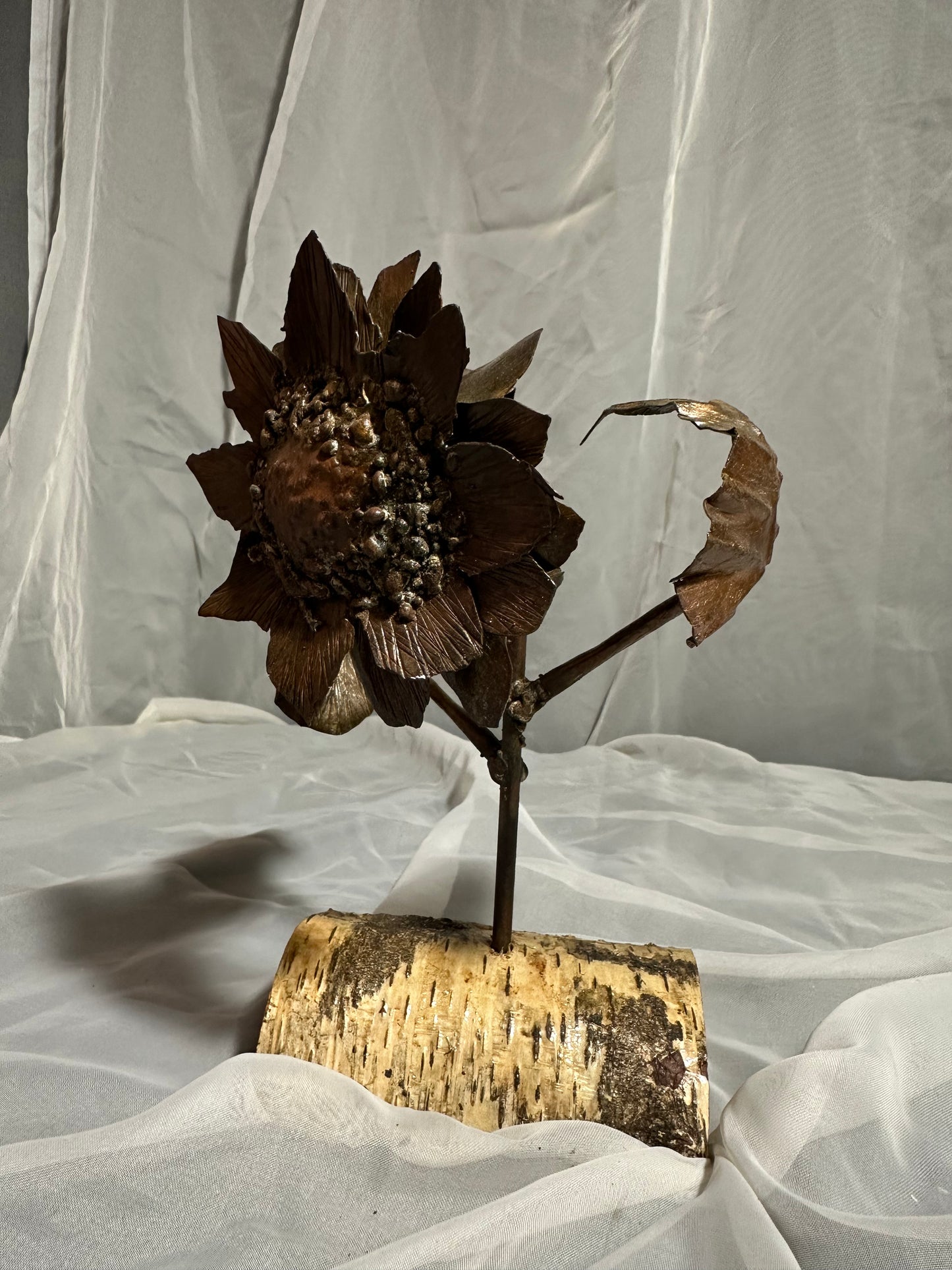 Metal Sunflower in Birch
