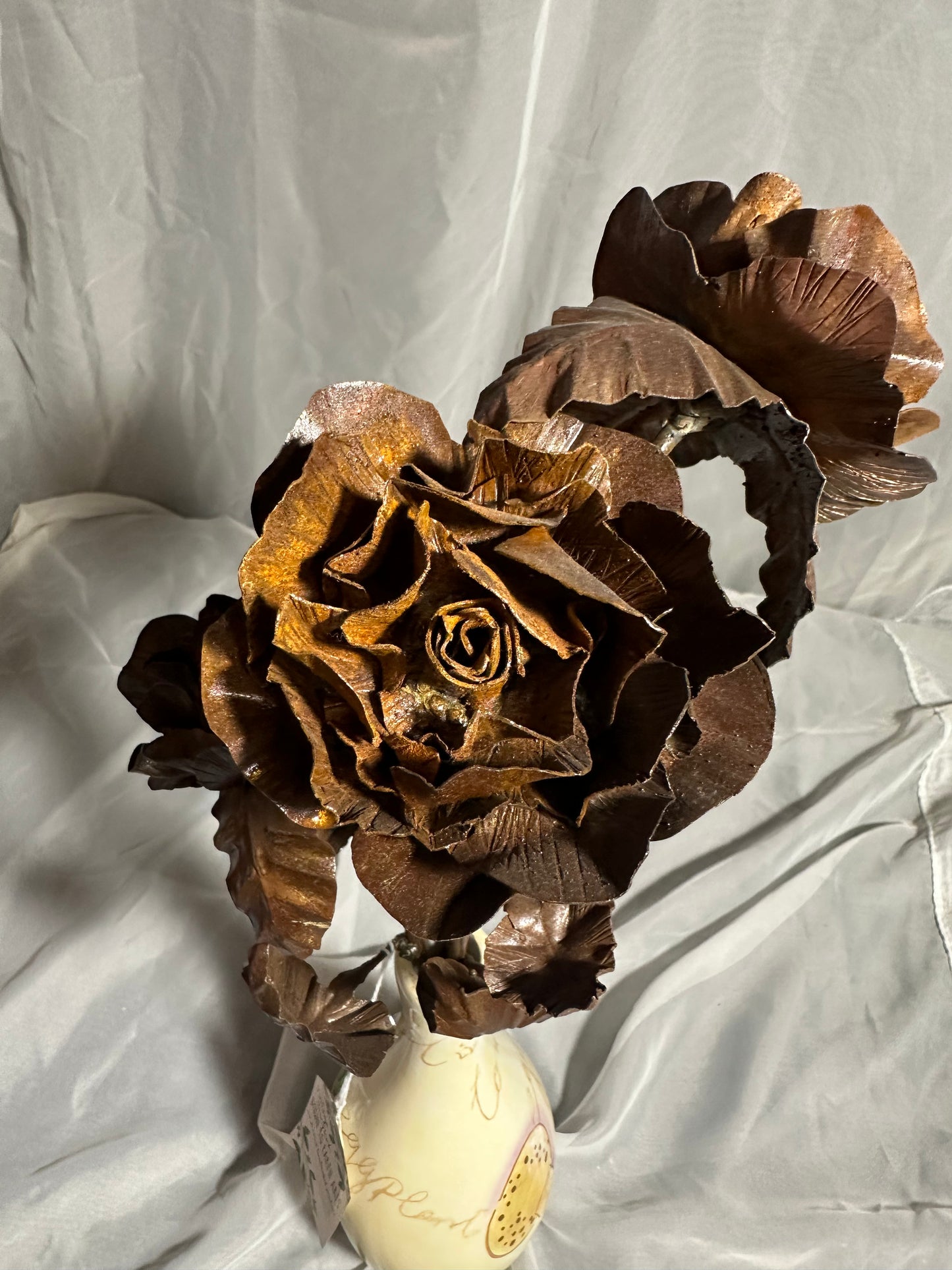 Metal Rose Bouquet in Antique Vase