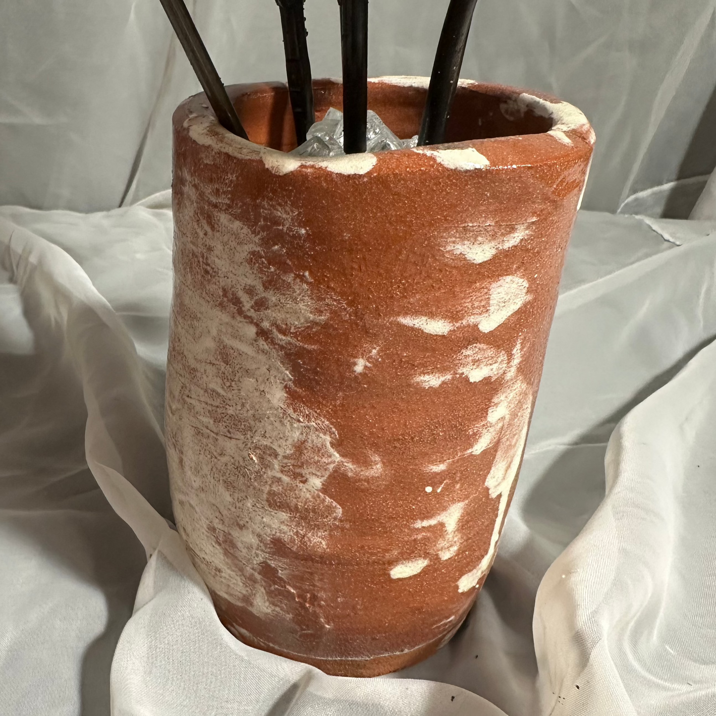 Metal Rose Bouquet in Handmade Ceramic Vase