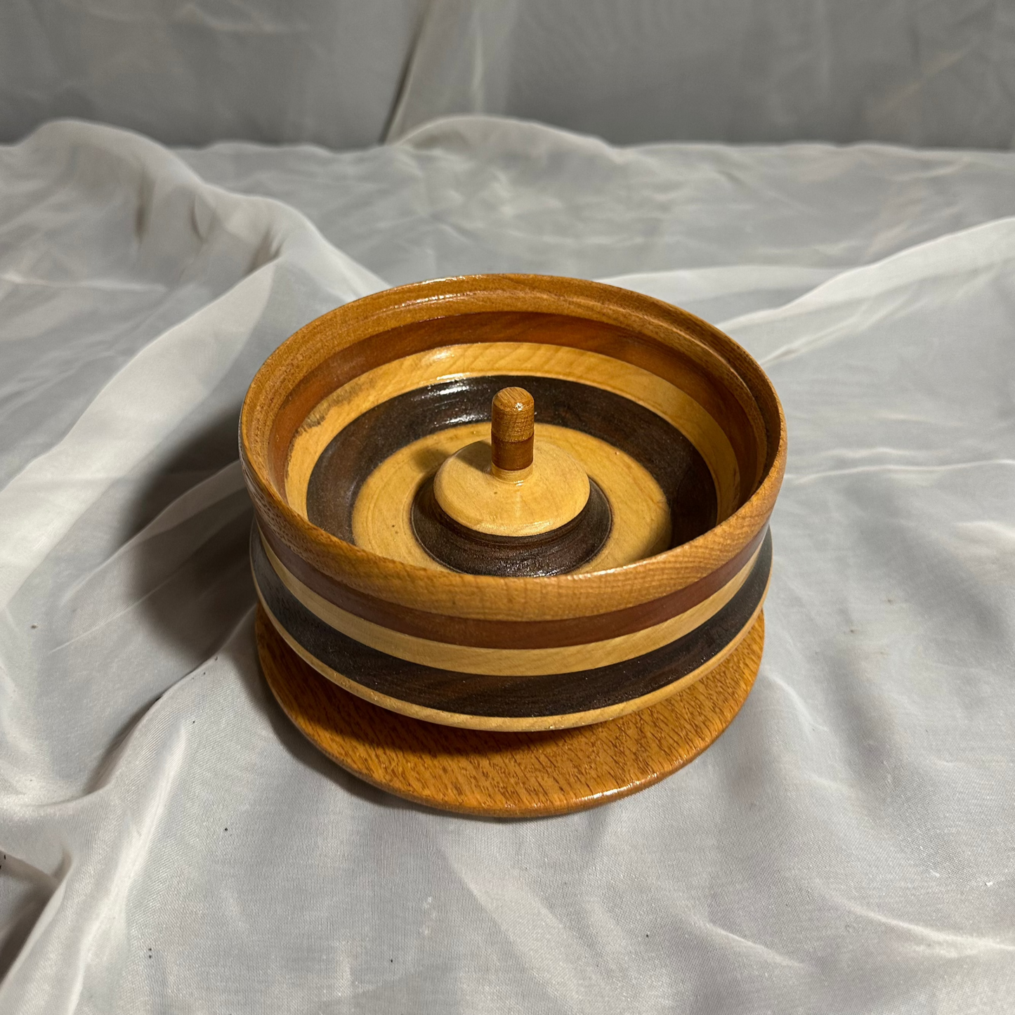 Three-tone Jewelry Holder Wooden Bowl