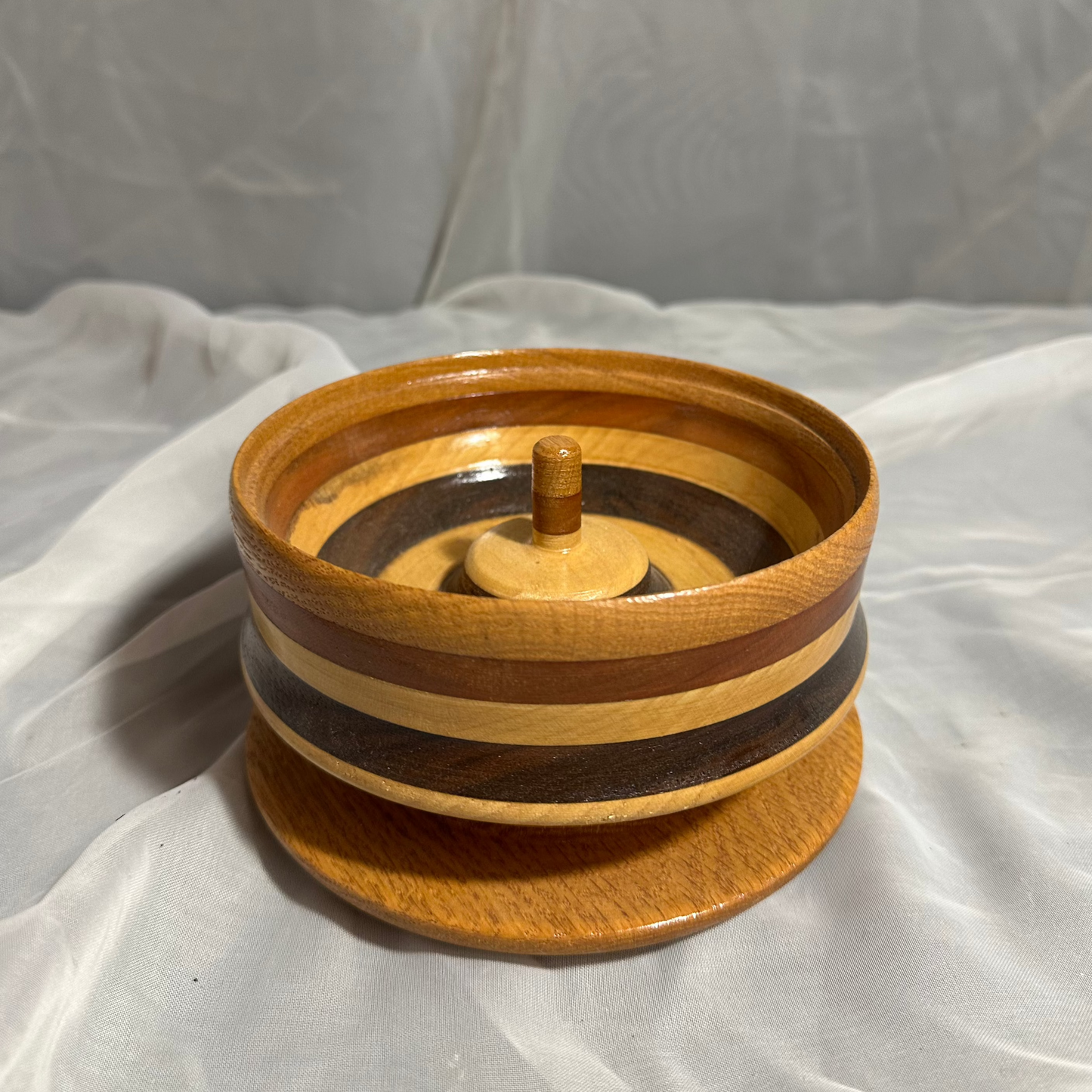 Three-tone Jewelry Holder Wooden Bowl